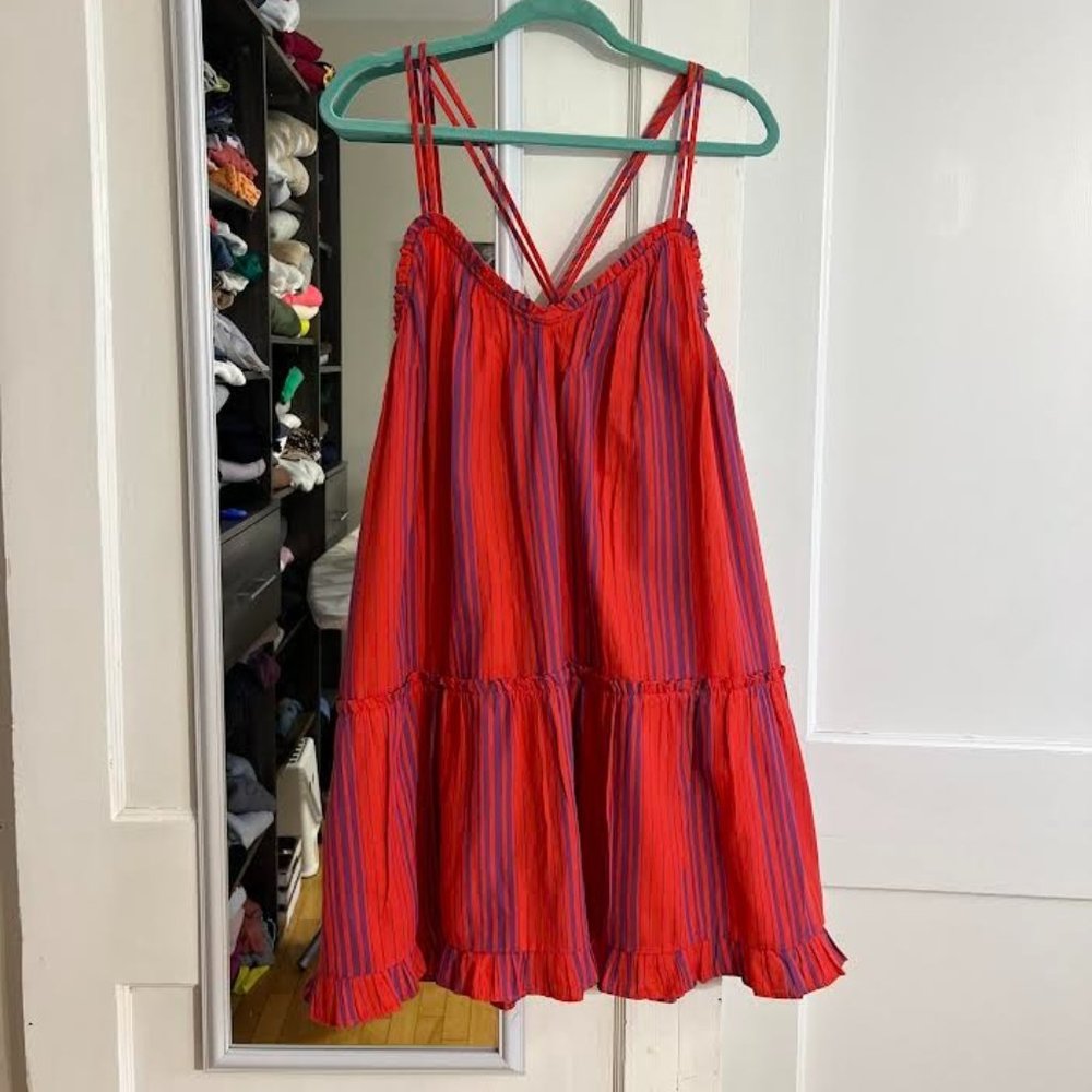 NWT Universal Thread Sleeveless Red Striped Mini Dress - Size L